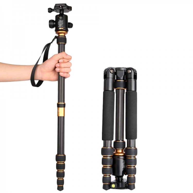 Q C Professional Folding Carbon Fiber Tripod Monopod Gimbal Ptz For