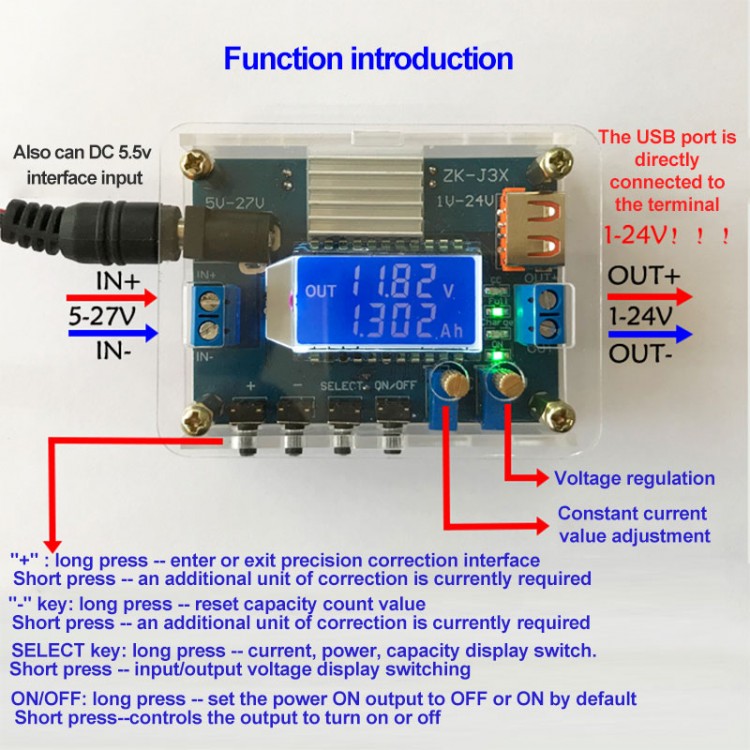 3A DC Step Down Module Adjustable Buck Converter High Precision 5 27V