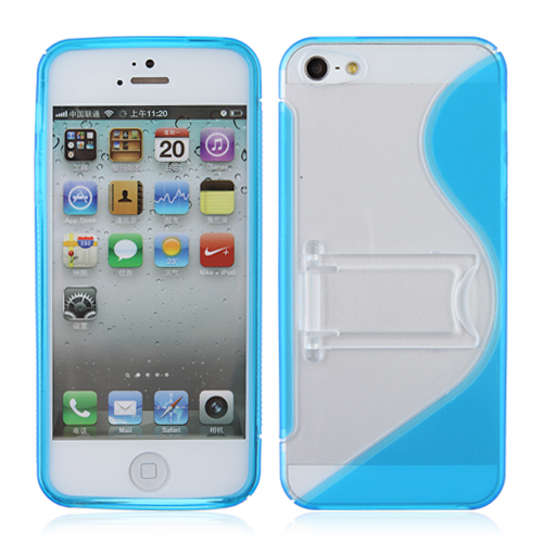 Protective Plastic & Rubber Back Case Stand for iPhone 5