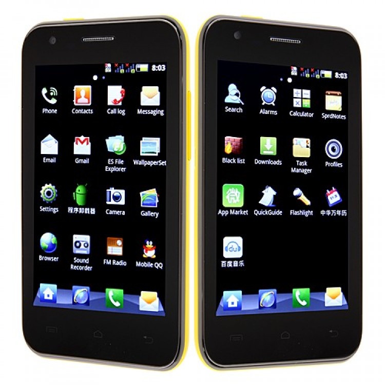 K9 Smart Phone Android 2.3 OS SC6820 4G 4.0 Inch 3.0MP Camera- Yellow ...