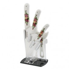 Bestlead Eco-friendly Ceramic Knives Set with Peony Patterns High Quality Noble Good-looking