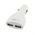 Dual USB Car Charger for iPhone/iPad/Mobile Phone White