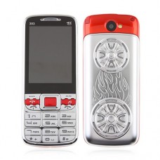 303 TV Phone Dual Band Dual SIM Card Bluetooth FM 2.6 Inch- Silver & Red