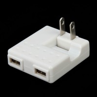 Dual USB AC Power Adapter Charger (2-Flat-Pin Plug)