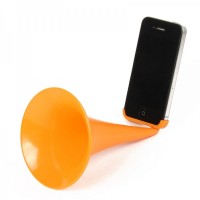 Designer's Analog Acoustic Horn Stand Amplifier Speaker for iPhone 6 - Orange