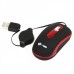 MCSaite USB 2.0 800DPI Optical Mouse with Retractable Cable - Black + Red (70CM-Cable)