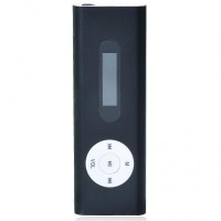 Designer's USB Rechargeable Mini 0.8" LCD Clip MP3 Player with TF Slot - Black