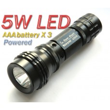 5 Watt 5W Luxeon LED Flashlight Torch AAA battery power