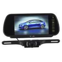 7" Car LCD Monitor Mirror + IR Reverse Wide Screen Car Rear View Backup Camera Kit