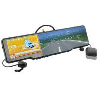 Touchscreen Complete Car Bluetooth Rearview Mirror Kit with GPS DVR and Wireless Camera