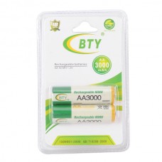 BTY 3000mAh AA Ni-MH Rechargeable Battery Battries Set 2-pack
