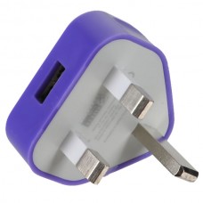 BS British Standard AC Power Travel Adapter Plug with USB Port-Purple