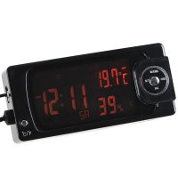 4-in-1 Vehicle Car Thermometer Hygrometer Radio Digital Clock Calendar