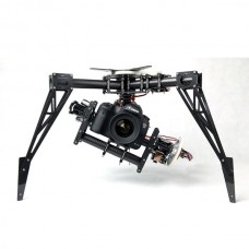 FPV 3-Axis Camera Gimbal PTZ with MKS 360 deg Servo & Skyline Gypo+Landing Skid for Aerial Photography Octacopter/RC Helicopter