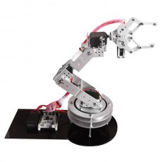 Silver Metal Alloy 6 DOF Robotic Robot Arm Clamp Claw & Swivel Rotatable Stand Mount Kit for Arduino