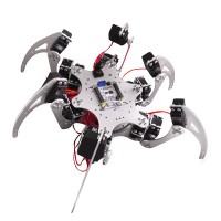 18 DOF Silver Aluminium Hexapod Spider Six 3DOF Legs Robot Frame Kit with Ball Bearing Fully Compatible with Arduino