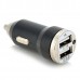 1A / 2.1A Dual USB Car Cigarette Lighter Charger - Black (12V)