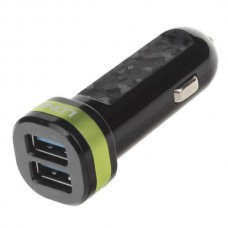 LDNIO DL-C21 Dual-USB Smart Car Cigarette Lighter Power Charger - Black + Green (12~24V)