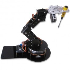Assembled AS-6DOF Aluminium Robotic Arm Metal Arduino Robot Teaching Platform Black