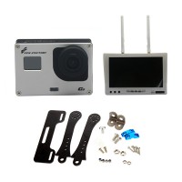 FPVfactory FPV HD Gopro Camera with Diversity Receiver Monitor(White) & Carbon Fiber Holder for FPV Photograph