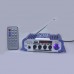 Kentiger Mini Stereo Amplifier USB SD FM Microphone Input 2CH RMS 20W+20W Blue