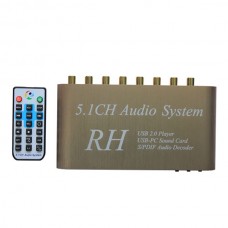 RH-618 5.1 CH Audio System RH Golden USB 2.0 Player USB-PC Sound Card S/PDIF Audio Decoder
