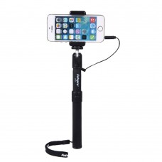 Selfie Monopod Handheld Stick + Phone Holder with Wired Remote Controller For Samsung iPhone Lover Friend Gift Black