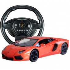 HuanQ 671 Steering Wheel Remote Control RC Car Sports Car Drift Toy for Kids Orange-Red