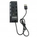 High Speed Mini 4 Ports USB2.0 HUB Splitter with Independent Switch 480Mbps for Laptop PC Computer  