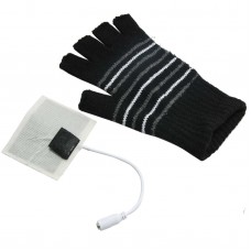 5V USB Heated Gloves Pad Mini Electric USB Heater Fabric Cloth Soft Portable Winter Warm Gloves-Black