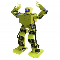 16DOF Robo-Soul H3s Biped Robotics Two-Leg Human Robot Aluminum Frame Kit with Servos & Helmet - Green-Yellow