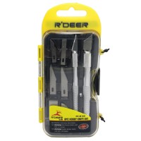 R'DEER RT-M108 10 Pieces Precision Crafts Hobby Knife Cutting Tools Cutter Kit w/8 Assorted Interchangeable Blades