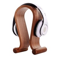 Walnut Wood U Design Headphone Holder Hanger Classic Wooden Gaming Headset Display Stand Rack Bracket for Earphone