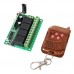 4 Channel Relay Wireless Remote Control Switch DC 12V Receiver with Peach Wood 4-Button Transmitter for Gate Garage Door