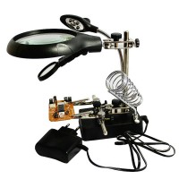 16129-C Welding Magnifying Glass 5 LED Auxiliary Clip Magnifier 3 In1 Hand Soldering Solder Iron Stand Holder Station