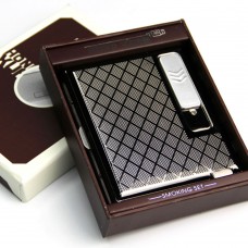 Windproof Cigarette Case Box with USB Lighter Electronic Recharable Lighter for 15pcs