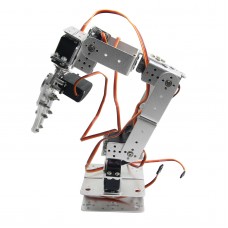 Aluminium Robot 6 DOF Arm Mechanical Robotic Arm Clamp Claw Mount Kit w/Servos Servo Horn for Arduino-Silver