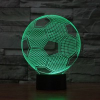 Acrylic 3D Soccer Football LED 7 Color Changing Night Light USB Touch Desk Table Lamp for Gift