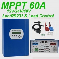 LCD MPPT Solar Charge Controller 12V 24V 48V With DC Load LAN RS232 Max 150V PV 60A