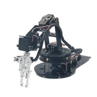 Assembled Metal Alloy 6DOF Robot Arm Clamp Claw Mount Kit with LD-1501 Servos & 32ch Controller for Arduino - Black