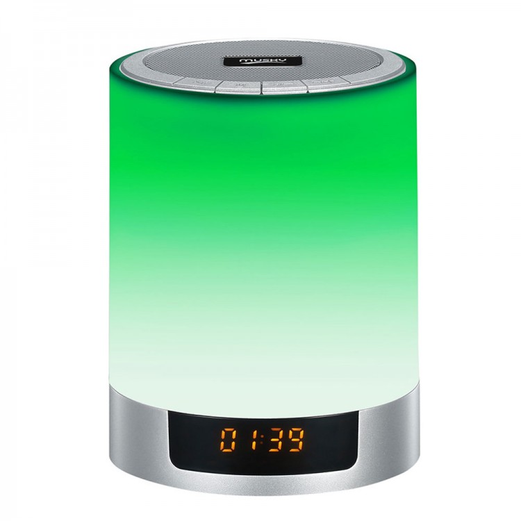 LED Bluetooth Stereo Speaker Wireless Night Light Subwoofer Alarm Clock ...