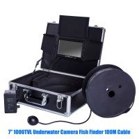 7'' 1000TVL Underwater Camera HD Fish Finder IP68 12 LED Light 100M Cable