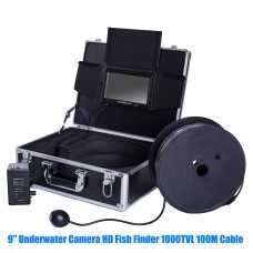 9'' IP68 Underwater Camera HD Fish Finder 1000TVL 12 LED Light 100M Cable