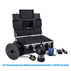360° Rotation Underwater DVR Recording Camera Fish Finder 9'' 1000TVL 20m Depth 18 LED