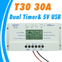 Solar Charge Controller MPPT PWM Voltage Settable LCD Dispaly Light Dual Timer Control 30A 12V 24V Auto Work