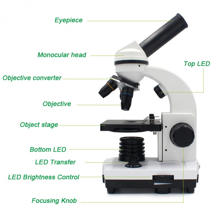 Biological Microscope 40-640X DC Power Battery Students Educational ...