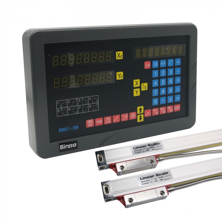 SINPO 2 Axis Digital Readout DRO Kit with Linear Scales for Milling