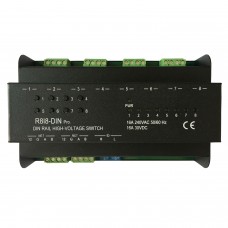 R818-DIN Pro RS485 Controlled Programmable 8 Channel 16A Relay AMX Dimming Module