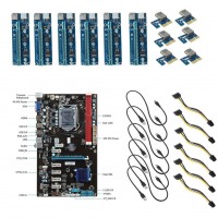 6 GPU Mining Motherboard + 6pcs PCI-E Extender Riser Card for BTC Eth Rig Ethereum