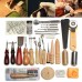 37Pcs Leather Craft Tools Kit Hand Sewing Stitching Punch Carving Work Saddle